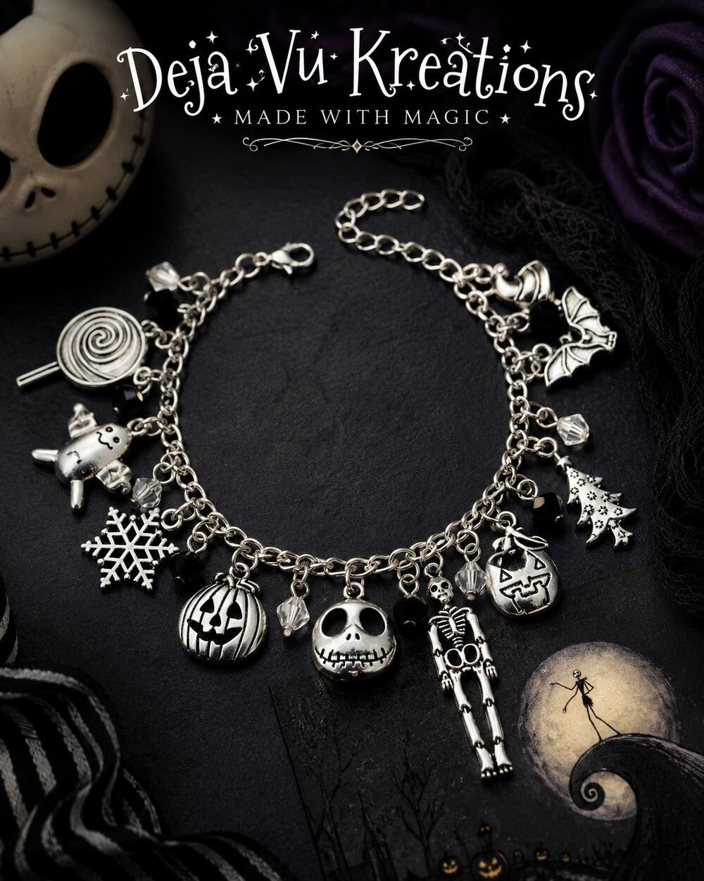 Nightmare Before Christmas Charm Bracelet Silver Tone